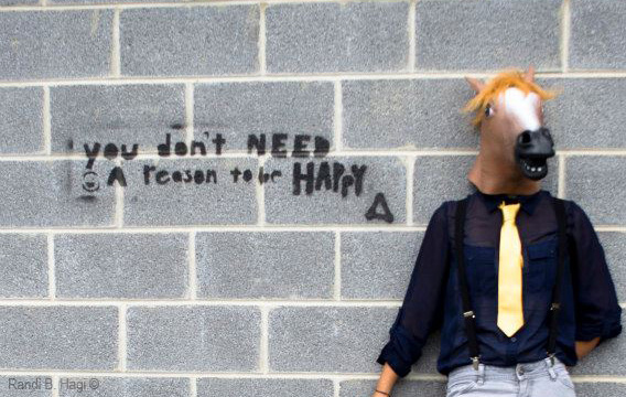 you dont need a reason to be happy horsehead mask