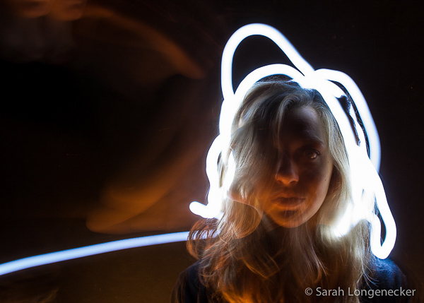 Woman with light circling her head
