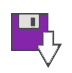 purple floppy disk with a down arrow to the right.