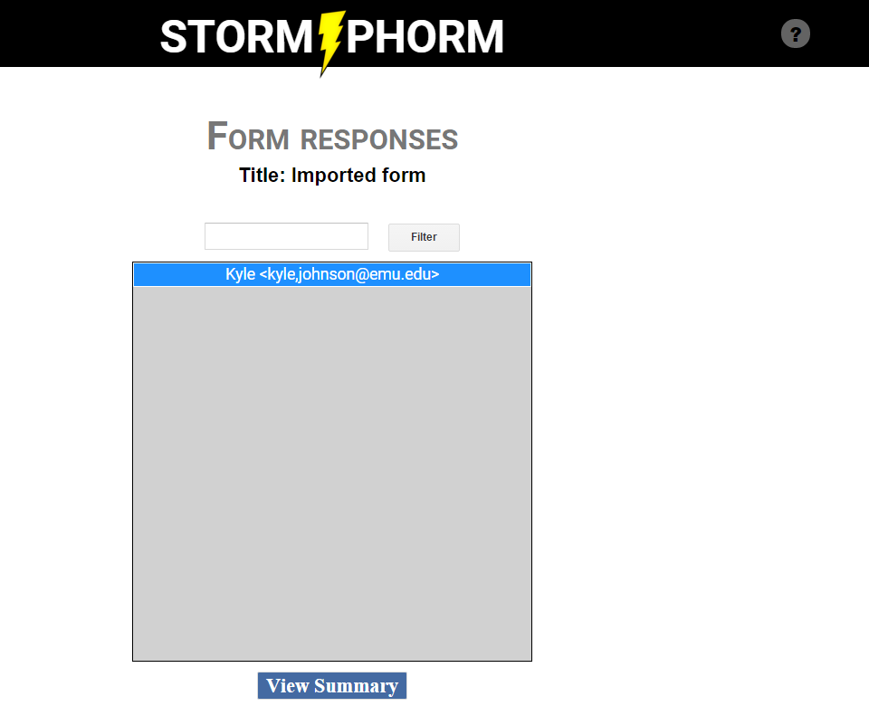 Storm Phorm Responses