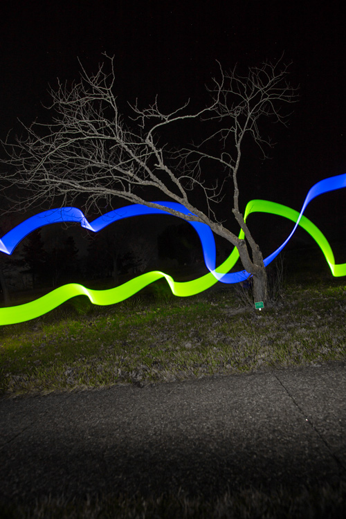 light ribbons with a tree