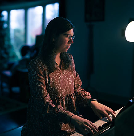 Girl and piano