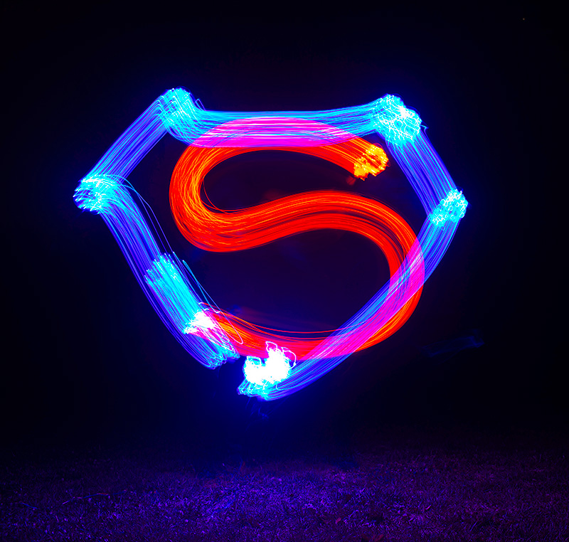 superman logo light painting