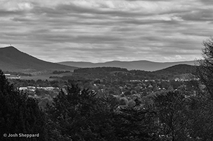 Black and white landscape depth photograph.